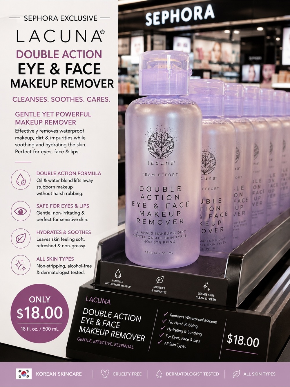 Lacuna Double Action Eye & Face Makeup Remover —